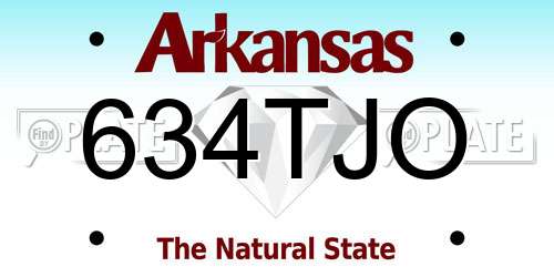634TJO Arkansas License Plate