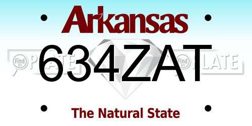 634ZAT Arkansas License Plate