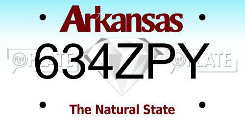634ZPY Arkansas License Plate