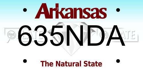 635NDA Arkansas License Plate