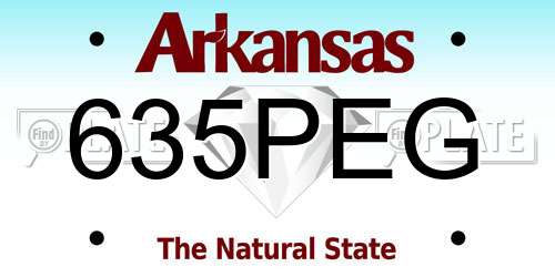 635PEG Arkansas License Plate