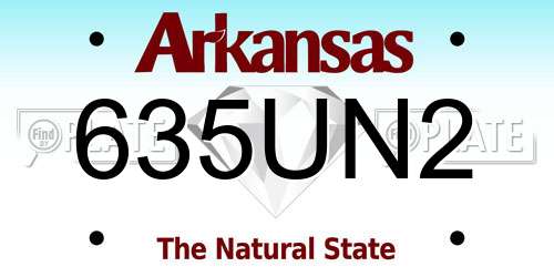 635UN2 Arkansas License Plate