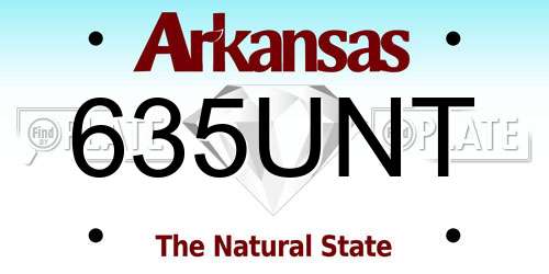 635UNT Arkansas License Plate