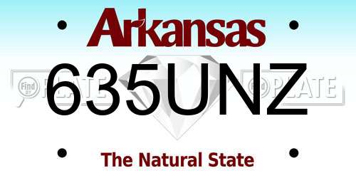 635UNZ Arkansas License Plate