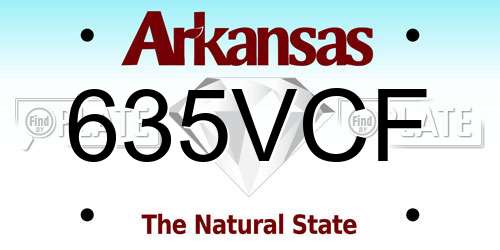 635VCF Arkansas License Plate
