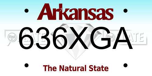 636XGA Arkansas License Plate