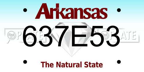 637E53 Arkansas License Plate