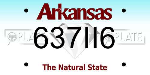 637II6 Arkansas License Plate