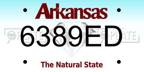 6389ED Arkansas License Plate