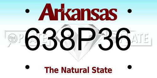 638P36 Arkansas License Plate