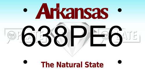 638PE6 Arkansas License Plate
