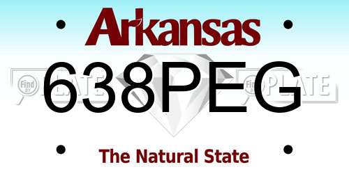 638PEG Arkansas License Plate