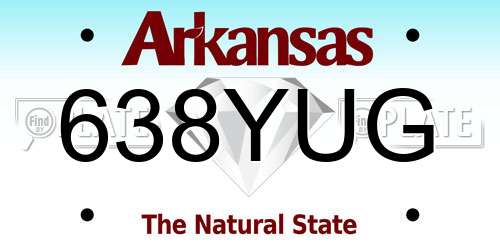 638YUG Arkansas License Plate