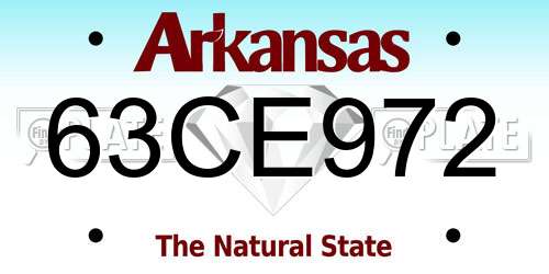 63CE972 Arkansas License Plate