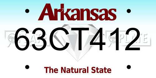 63CT412 Arkansas License Plate