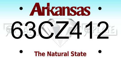63CZ412 Arkansas License Plate