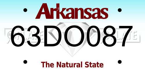 63DO087 Arkansas License Plate