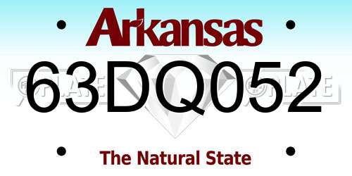 63DQ052 Arkansas License Plate