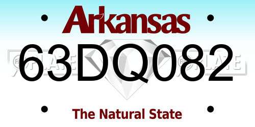 63DQ082 Arkansas License Plate