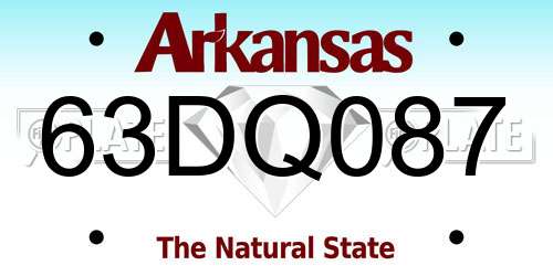 63DQ087 Arkansas License Plate