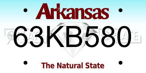 63KB580 Arkansas License Plate
