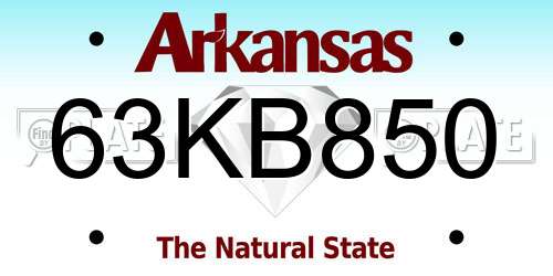 63KB850 Arkansas License Plate
