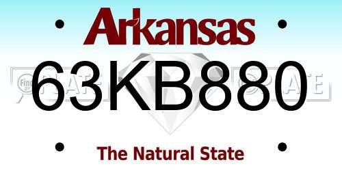 63KB880 Arkansas License Plate