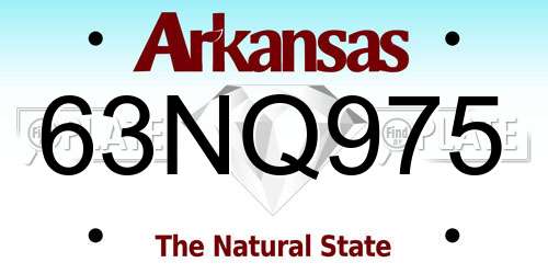 63NQ975 Arkansas License Plate