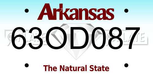 63OD087 Arkansas License Plate