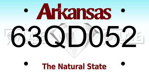 63QD052 Arkansas License Plate