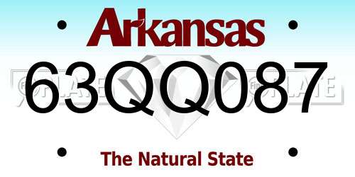 63QQ087 Arkansas License Plate