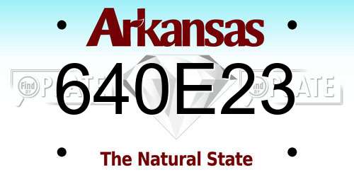 640E23 Arkansas License Plate