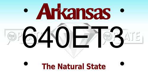 640ET3 Arkansas License Plate
