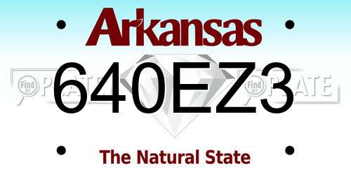 640EZ3 Arkansas License Plate