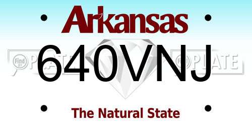 640VNJ Arkansas License Plate