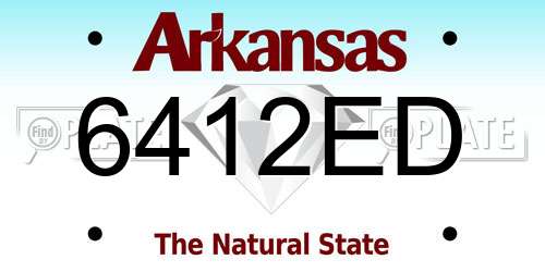 6412ED Arkansas License Plate