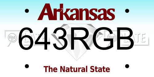 643RGB Arkansas License Plate