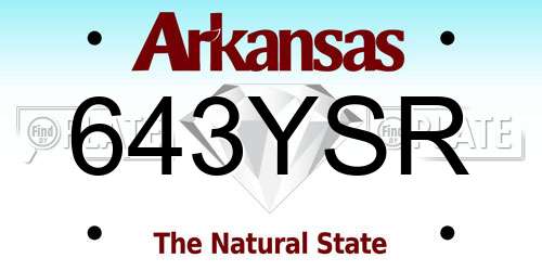 643YSR Arkansas License Plate