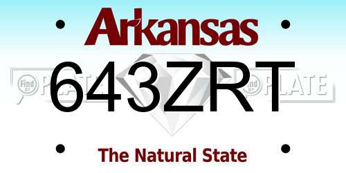 643ZRT Arkansas License Plate
