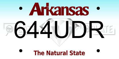 644UDR Arkansas License Plate