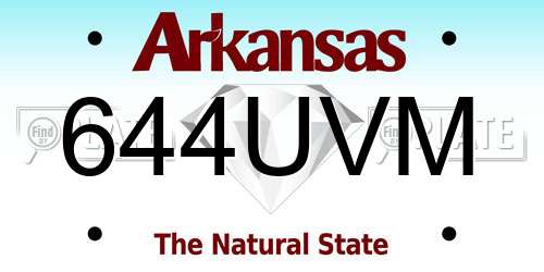644UVM Arkansas License Plate