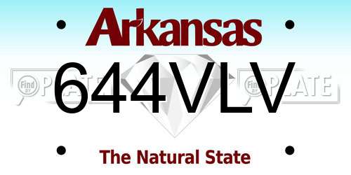 644VLV Arkansas License Plate