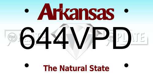 644VPD Arkansas License Plate