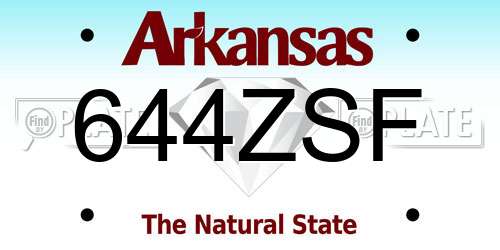644ZSF Arkansas License Plate