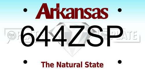 644ZSP Arkansas License Plate