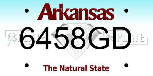6458GD Arkansas License Plate