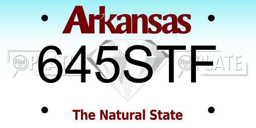645STF Arkansas License Plate