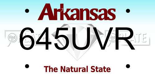 645UVR Arkansas License Plate