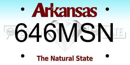 646MSN Arkansas License Plate