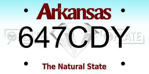 647CDY Arkansas License Plate